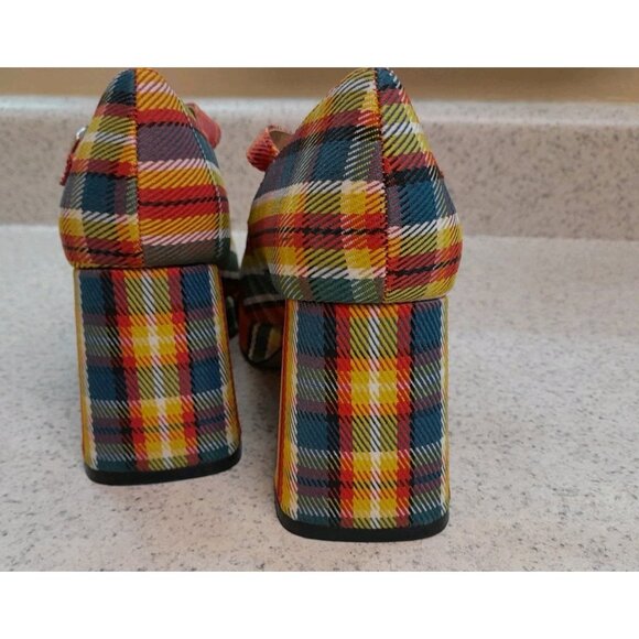 Madden Womens Chunky Heel Y2K Plaid Preppy Strap Size 6.5 Shoes - Picture 3 of 11